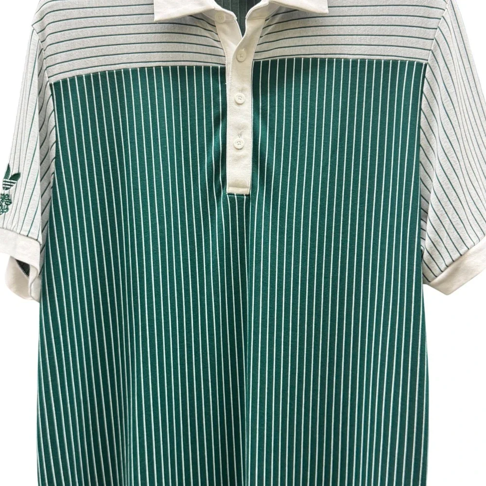 Adidas x Bogey Boys Striped Polo Shirt Green White Men Large IL9294